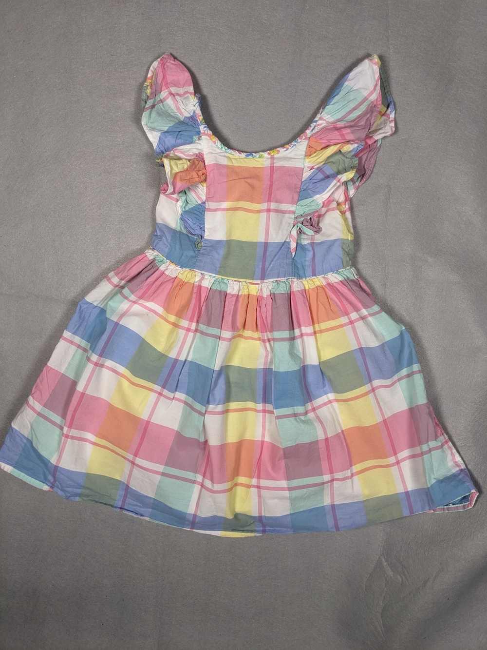 Tommy Bahama Pastel Plaid Ruffle Shoulder Dress - Pink, Yellow, Blue, Green